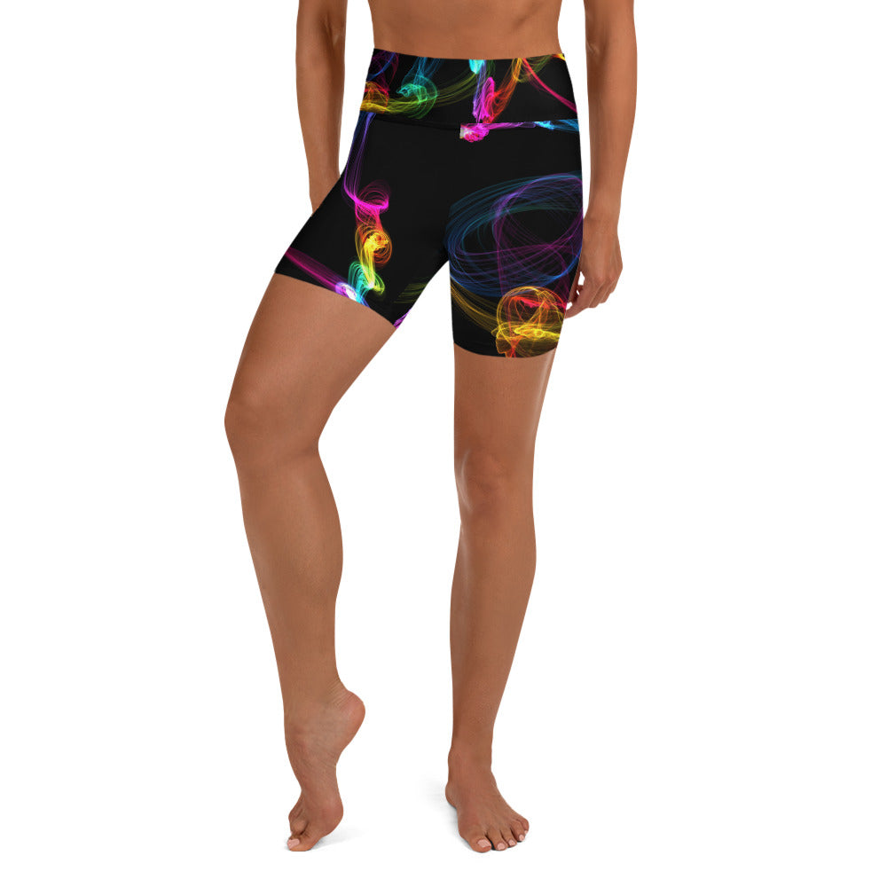 Running Shorts for girls. Women's Black Gym Shorts. "Strobes" Workout Shorts. WickedYo.